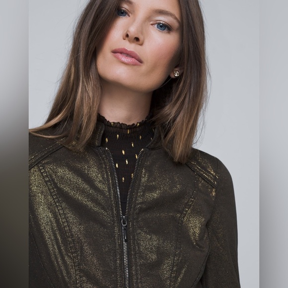 White House Black Market Jackets & Blazers - WHITE HOUSE BLACK MARKET | Coated Metallic Gold Band Jacket SOLD OUT Size 2